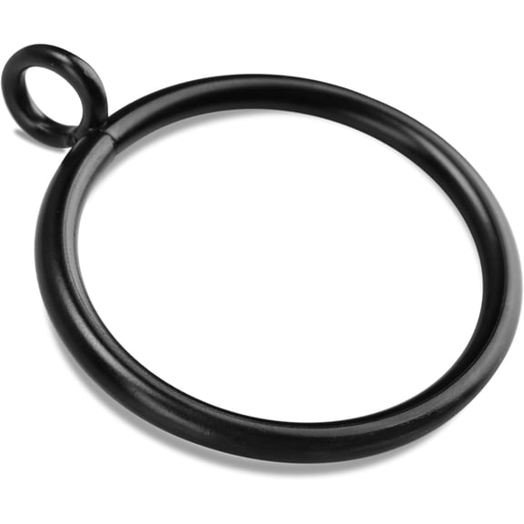 PLUMYHG-50 Pack Black Curtain Rings with Eyelet Apply for Up to 1.0 inch Curtain Rod (1.25 inch Drapery Rings)