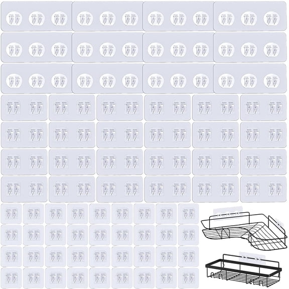 PLUMYHG-72Pack Shower Caddy Adhesive Hooks Replacement, Shower Shelf Adhesive Hooks, No Drilling Hook for Showe Caddy, Soap Holder, and Kitchen Racks