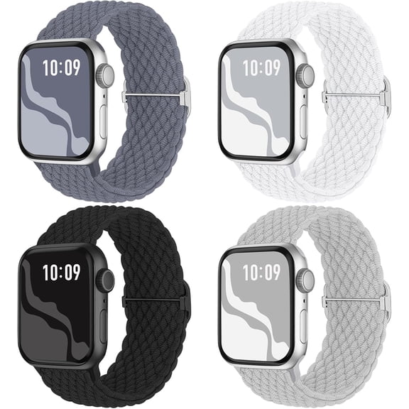 PLUMYHG-Braided Stretchy Solo Loop Compatible for Apple Watch Band 38mm 40mm 41mm 42mm 44mm 45mm 46mm 49mm for Women Men, Nylon Elastic Straps Wristbands for iWatch Series 10 9 8 7 6 SE 5 4 3 2 Ultra