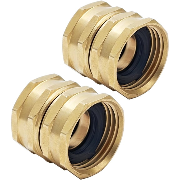 PLUMYHG-Brass Garden Hose Fittings Rotatable Adapter 3/4-inch GHT Connector (Female to Female)