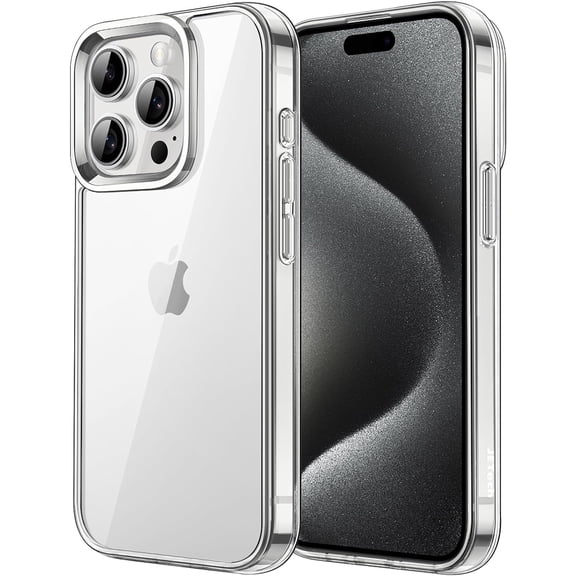 PLUMYHG-Case for iPhone 15 Pro 6.1-Inch, Non-Yellowing Shockproof Phone Bumper Cover, Anti-Scratch Clear Back (Clear)