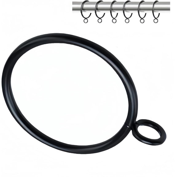 PLUMYHG-Curtain Rings with Eyelets, 30 Pack Metal Drapery Rings for Pinch Pleat Curtains Panels, Drape Rings Fits Up to 1.2 in Curtains Rod, 1.5 Inch I D Black30pcs