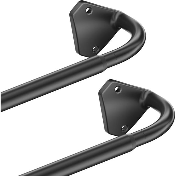 PLUMYHG-Curtain Rods, No Rust Adjustable Blackout Drapery Rods, 5/8 Inch Diameter Wrap Around Curtain Pole for Windows, Ideal for Bedroom, Outdoor (28-48 Inch, 2 Pack, Black)