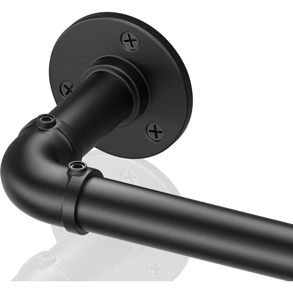 PLUMYHG-Curtain Rods for Windows 120 to 170, Heavy Duty Industrial Curtain Rods, Black Blackout Curtains Rod, Wrap Around Outdoor curtains rods for patio, 1 Inch Adjustable Drapery Pole 144-170"