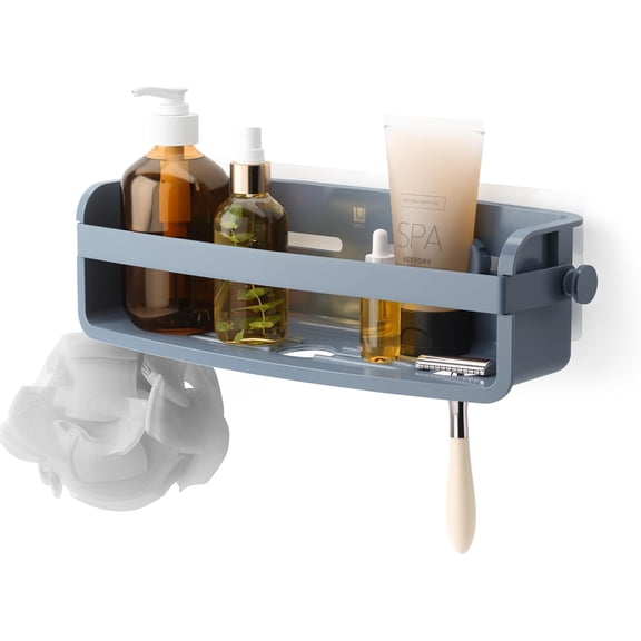 PLUMYHG-Flex Adhesive Shower Shelf for Bathroom, Slate Blue