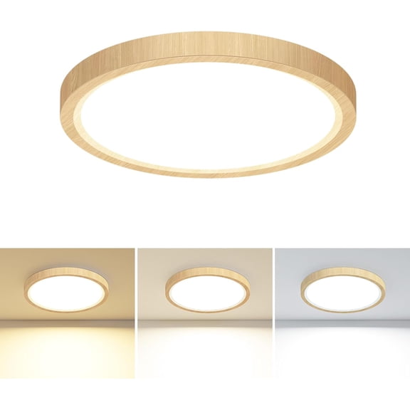 PLUMYHG-Flush Mount Ceiling Light Fixtures - 3000K-4000K-6500K & 100W Equivalent Flat Led Lights for Room Ceiling,7.5Inch Ultra Thin Round White Ceiling Lights for Bedroom,Kitchen,Bathroom,Hallway (W