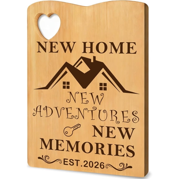 PLUMYHG-House Warming Gift Bamboo Cutting Board 11.8"Lx8.6"Wx0.4"T, Kitchen Gift New Home Gift Ideas New Home New Adventures New Memories 2026