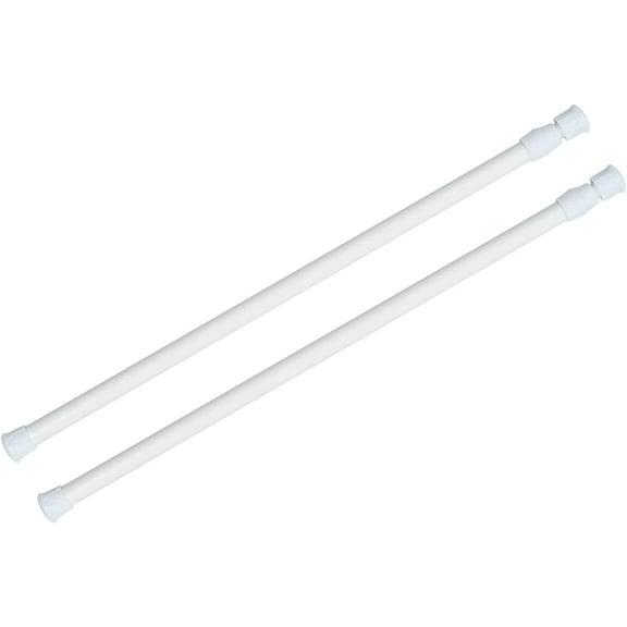 PLUMYHG-KXLife 2 Pack Spring Tension Curtain Rod for Window 28 to 48 Inch, Adjustable Expandable Small Curtain Tension Rods No Drill for Kitchen, Bathroom, Doorway, Cupboard(White)
