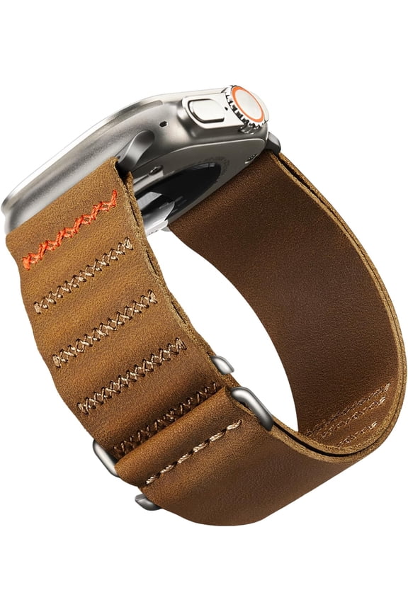 -Leather Bands Compatible for Apple Watch Ultra Band 49mm 46mm 45mm 44mm 42mm Men, Top Grain Genuine Leather Strap with S-Hook for iWatch Series 11/10/9/8/7/6/5 4/3/SE, Ultra 3/2/1