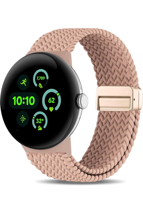 -Magnetic Braided Nylon Compatible with Google Pixel Watch 3 4 41mm Band/Google Pixel 2/Google Pixel Watch Band for Women Men, Adjustable Elastic Stretchy Sport Straps Wristbands