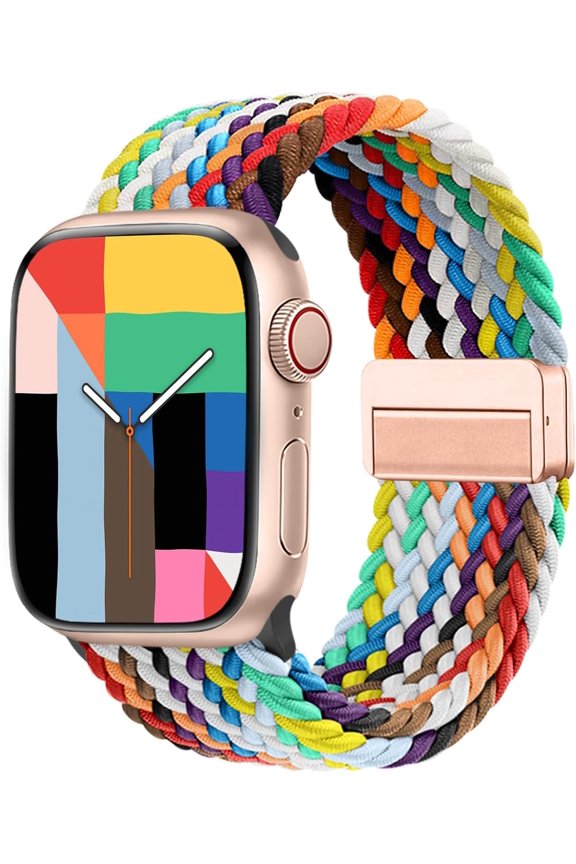 -Magnetic Braided Solo Loop Compatible with Apple Watch Band 38mm 40mm 41mm 42mm 44mm 45mm 46mm 49mm,Stretchy Nylon Sport Strap for iWatch Series 11 10 9 8 7 6 5 4 3 2 1 SE Ultra Ultra 2 Ultra