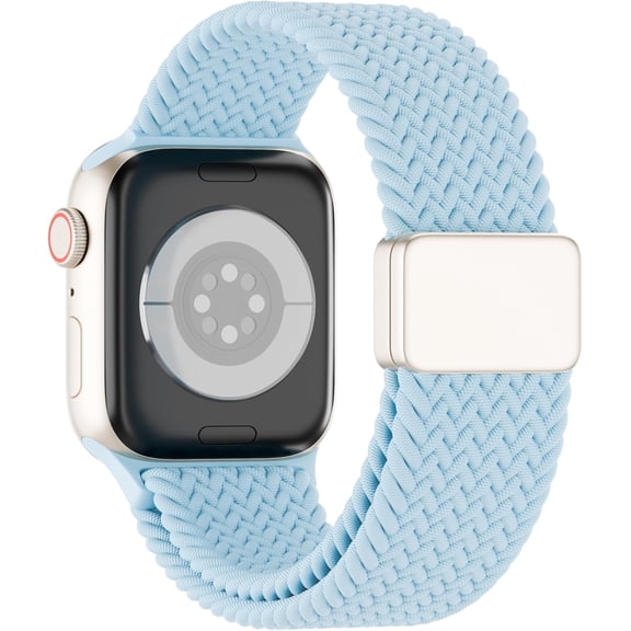 PLUMYHG-Magnetic Braided Solo Loop Compatible for Apple Watch Band 42mm 41mm 40mm 38mm 46mm 45mm 44mm 49mm, Stretchy Nylon Sport Elastic Strap for iWatch Bands Series 10 9 8 7 6 5 4 3 2 1 SE Ultra Wo