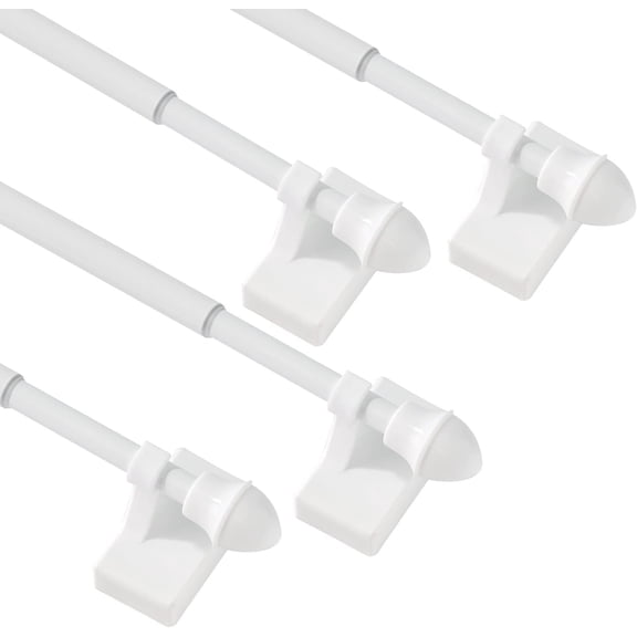 PLUMYHG-Magnetic Curtain Rods 4 Pack for Metal Doors and Windows, Multi-Use Adjustable Magnetic Rods for Small Windows Cafe Sidelight and Iron Steel Places (Adjust from 9 to 16 Inch, White)