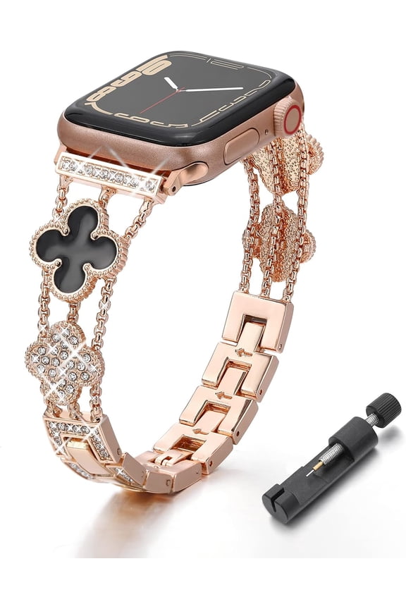-Metal Bracelet Compatible with Apple Watch Band Women 38mm 40mm 41mm 42mm 44mm 45mm 46mm 49mm Rhinestone Dressy Apple Watch Strap for iWatch Band Series 11/10/9/8/7/6/5/4/3/2/1/SE 3/Ultra 3