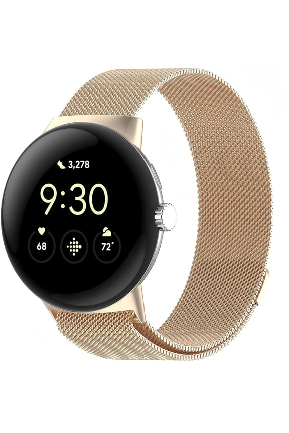 -Metal Mesh Band Compatible Google Pixel Watch 2/3/4 Band (41mm/45mm), Easy-install Adjustable Strap