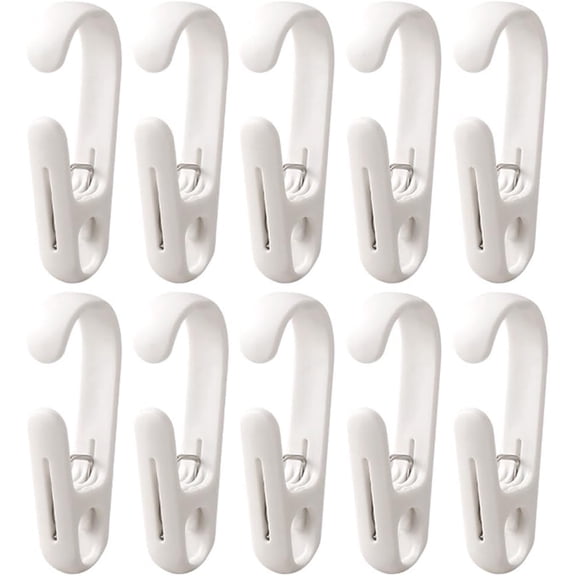 PLUMYHG-Multipurpose Clothes Pins Clips with Hanging Hooks Plastic Laundry Clips for Socks, Towels, Pants, Handbag - Closet & Travel Organizer Pack of 10