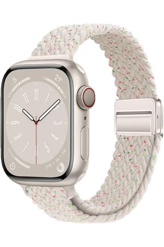 -Mycvlleon Slim Braided Loop with Magnetic Clasp Compatible with Apple Watch Band 38mm 40mm 41mm 42mm Nylon Thin Solo Loop Elastic Straps for iWatch Bands Series 11 10 9 8 7 SE 6 5 4 3 2 1