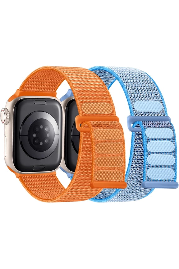 -Orange Nylon Solo Loop Sport Strap Compatible with Apple Watch Series 11 10 9 8 7 6 5 4 3 2 1 Band for Men 44mm 45mm 46mm 49mm