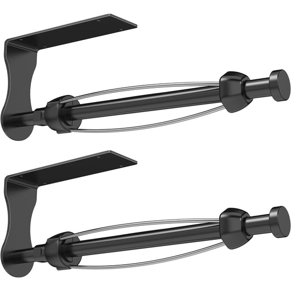 PLUMYHG-Paper Towel Holder Under Cabinet Easy Tear Wall Mount Self-Adhesive or Drilled for Kitchen Bathroom Black 2 Packs