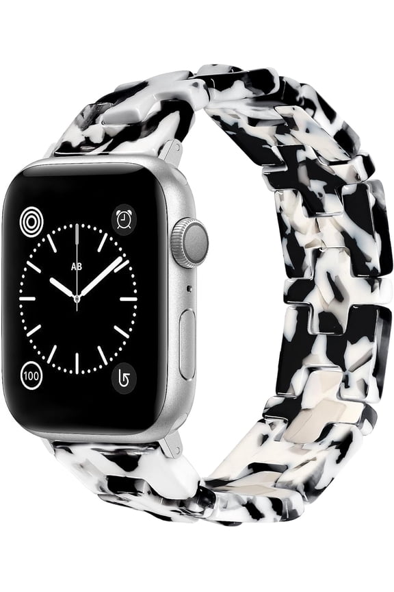 -Resin Stretchy Tortoise Shell Fancy Beaded Bracelet Light Watch Band Women Compatible with Apple Watch Band 38mm 40mm 41mm 42mm (S11/10) Strap Wristband for iWatch Series 11/10/9/8/7/6/5/4/3/