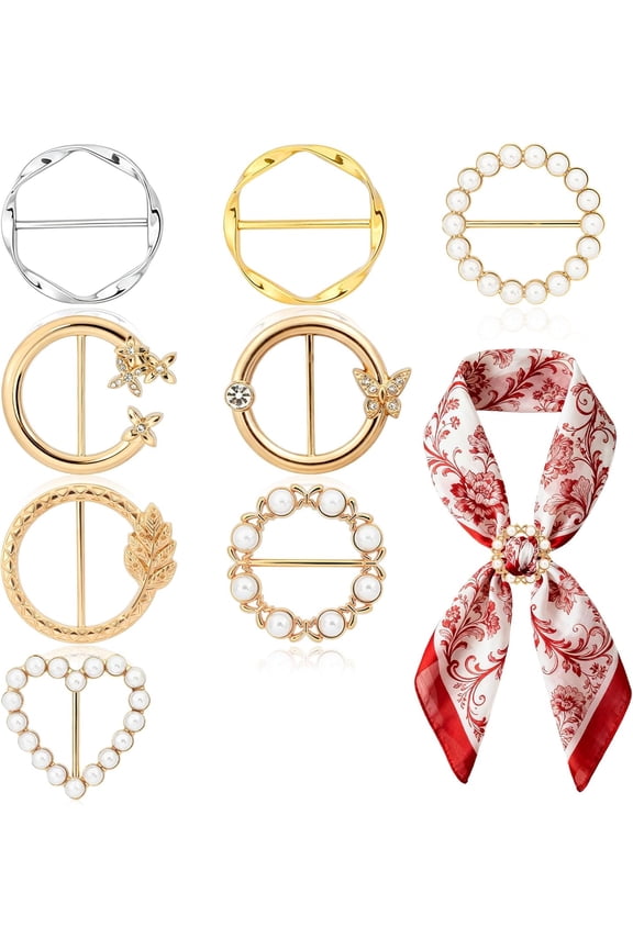 -Scarf Ring Scarf Clip, T Shirt Tie Clips for Women, Waist Cinch Clip Buckle Silk Scarves Pin Shawl Buckles for T-Shirt Neckerchief Shawl, Scarf Slide Buckle