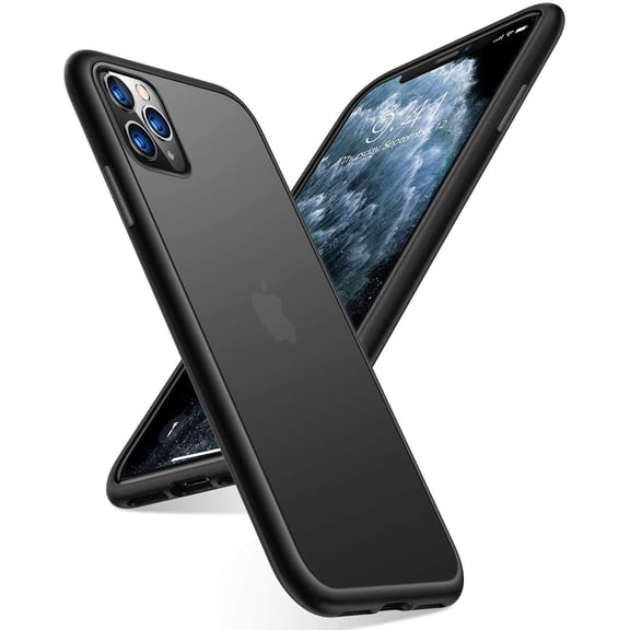 PLUMYHG-Shockproof Compatible with iPhone 11 Pro Case, [Military Grade Drop Tested] Translucent Hard Matte Case with Soft TPU Bumper Slim Phone Case Designed for iPhone 11 Pro, Matte Black