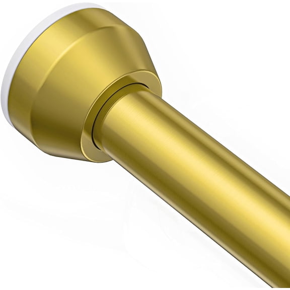 PLUMYHG-Shower Curtain Rod, 32-65 inch Adjustable Tension Spring, 1 Inch Shower Curtain Rod Tension, Anti-Slip, Rust-Proof, No Drilling, for Bathroom, Brushed Copper Gold