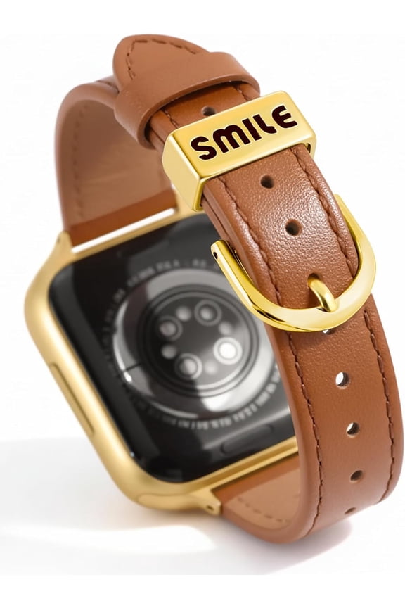 -Slim Leather Band Compatible with Apple Watch Bands Women 38mm 40mm 41mm 42mm(S11/10) 44mm 45mm 46mm 49mm Genuine Leather Strap with Metal Loop for iWatch Series 11/10/9/8/7/6/5/4/3/2/1 SE