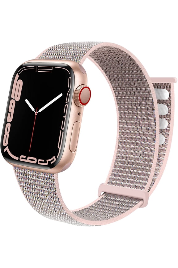 -Sport Loop Band Compatible with Apple Watch Band 38mm 40mm 42mm 44mm iWatch Series 6 5 SE 4 3 2 1 Strap, Nylon Velcro Women Men Stretchy Elastic Braided Adjustable Wristband, 42mm 44mm Pink S