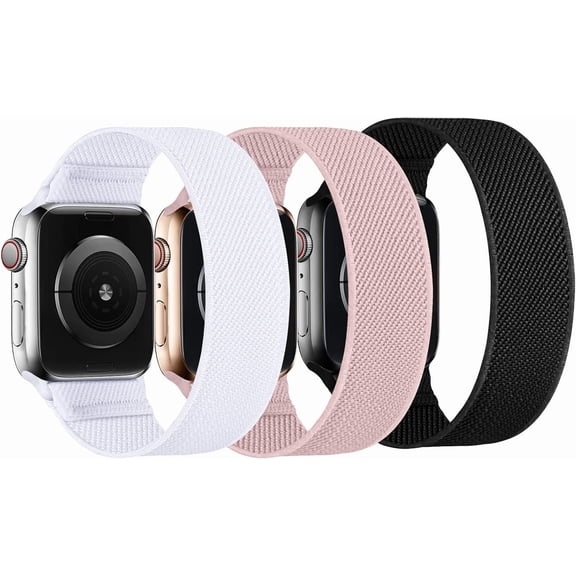 PLUMYHG-Stretchy Nylon Solo Loop Bands Compatible with Apple Watch 38mm 40mm 41mm 42mm 44mm 45mm 46mm 49mm Ultra 2 iWatch Series 11 10 9 8 7 SE 6 5 4 3 2 1 Strap,Sport Elastic Braided Women Men