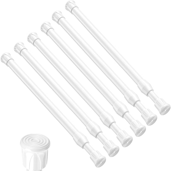 PLUMYHG-Tension Curtain Rod 17-28 inch Small Tension Rods White Adjustable Spring Tension Curtain Rods 6PCS Mini Curtain Rod Short for Cupboard Closet Rod Kitchen Drawers No Drill Cupboard Cabinets