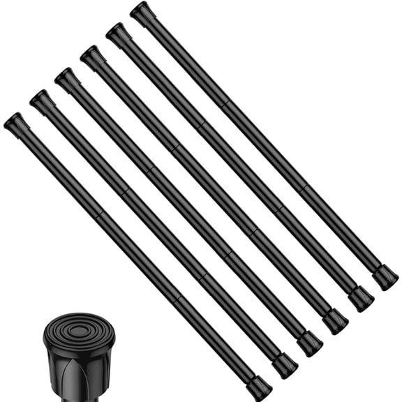 PLUMYHG-Tension Curtain Rod 28-48 inch Small Tension Rods Black Adjustable Spring Tension Curtain Rods 6PCS Mini Curtain Rod Short for Cupboard Closet Rod Kitchen Drawers No Drill Cupboard Cabinets