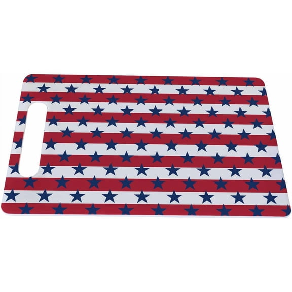 PLUMYHG-USA Star Cutting Board with Handles Red White Stripe Cutting Boards Plastic Safe Chopping Board for Kitchen 16" x 10" x 0.24"