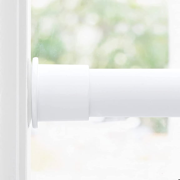 PLUMYHG-White Room Separator Curtain Rod, Spring Drape Rod for Curtains, Shower Pole, Easy Installation Pole for Shower Curtain/Valances/Tiu Up Shade/Door Curtains/Vertical Blinds/Shelves, 48" - 80"
