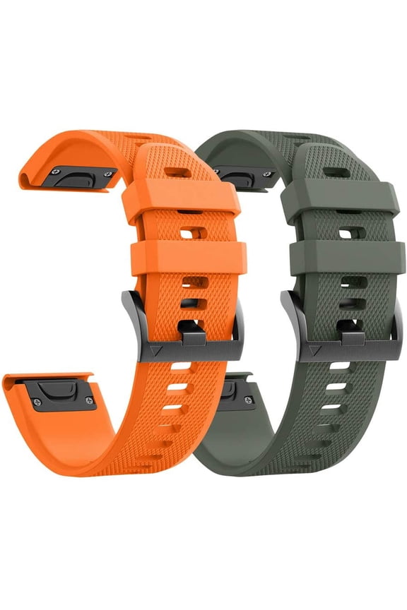 -for Fenix 7X/Fenix 6X/Fenix 5X/Fenix 8 51mm Watch Band 26mm Quickfit Bands Compatible with Fenix 6X Pro/7X Pro/5X Plus/3/Descent MK 2/2i/MK 3 51mm Smartwatch(Olive Green/Orange)