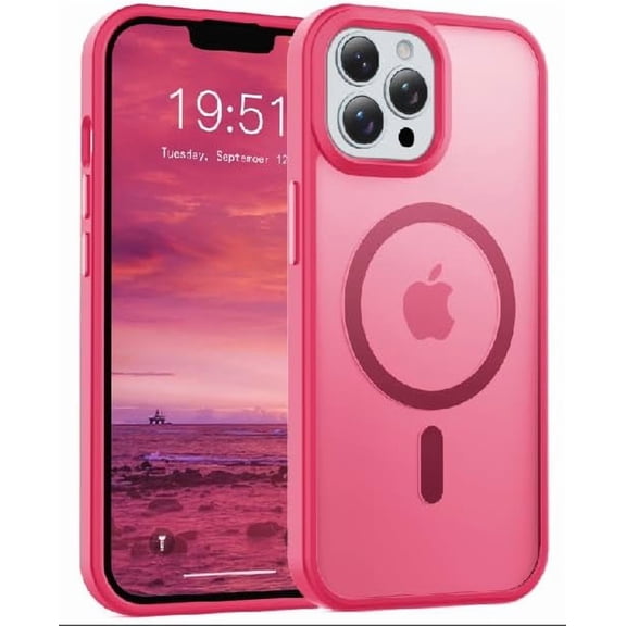 PLUMYHG-for iPhone 13 Pro Max Case, Compatible with Magsafe, Anti-Yellowing, Military-Grade Protection, Shockproof Slim Magnetic Phone Case Cover, Hot Pink
