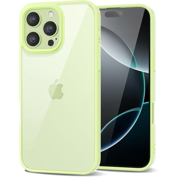 PLUMYHG-for iPhone 16 Pro Case Clear, Transparent Hybrid 16 Pro Phone Case [Hard Plastic & Soft Silicone Bumper] Acrylic Non Yellowing Thin Slim Protective Cover for Women, Mint Green