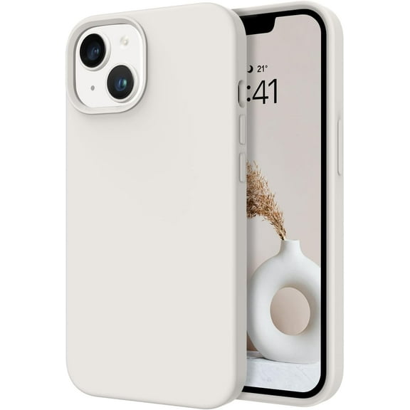 PLUMYHG-iPhone 14 Case, Liquid Silicone Soft Gel Rubber Slim Thin Case with Microfiber Lining, Protective Case for 6.1 inch iPhone 14, Stone