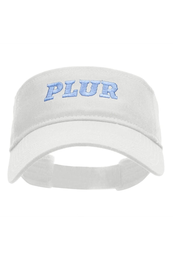 PLUR Embroidered Cotton Twill Sun Visor - White OSFM