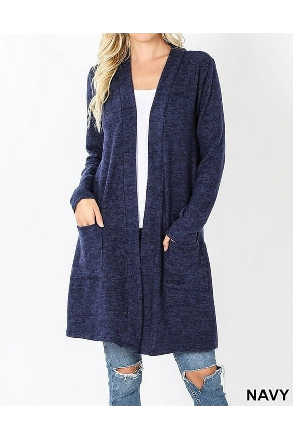 PLUS BRUSHED MELANGE SWEATER OPEN FRONT CARDIGAN