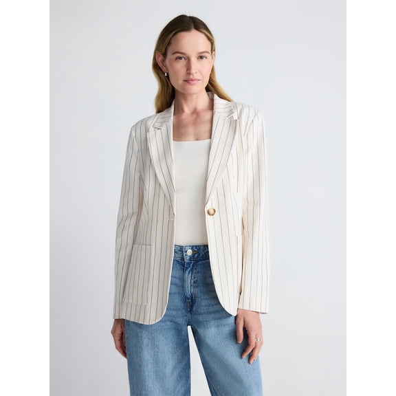 Scoop Women’s and Women's Plus Linen Blend Blazer, Sizes XS-4X
