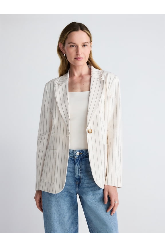Women’s and Women's Plus Linen Blend Blazer, Sizes XS-4X