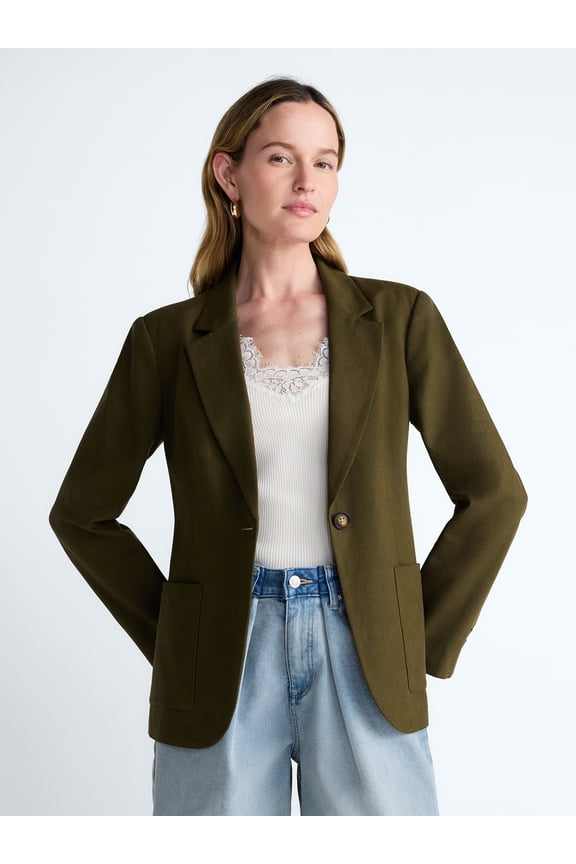 Women’s and Women's Plus Linen Blend Blazer, Sizes XS-4X