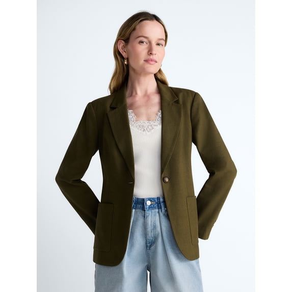 Scoop Women’s and Women's Plus Linen Blend Blazer, Sizes XS-4X
