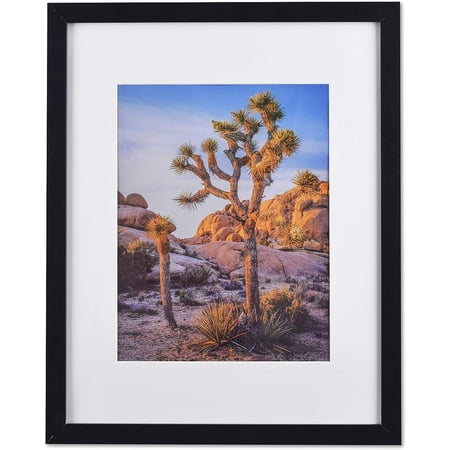 A PLUS MAX 20x24 Picture Frame with mat for 16x20 Picture with Polished Plexiglass Horizontal and Vertical Formats with Included Hanging Hardware-Black