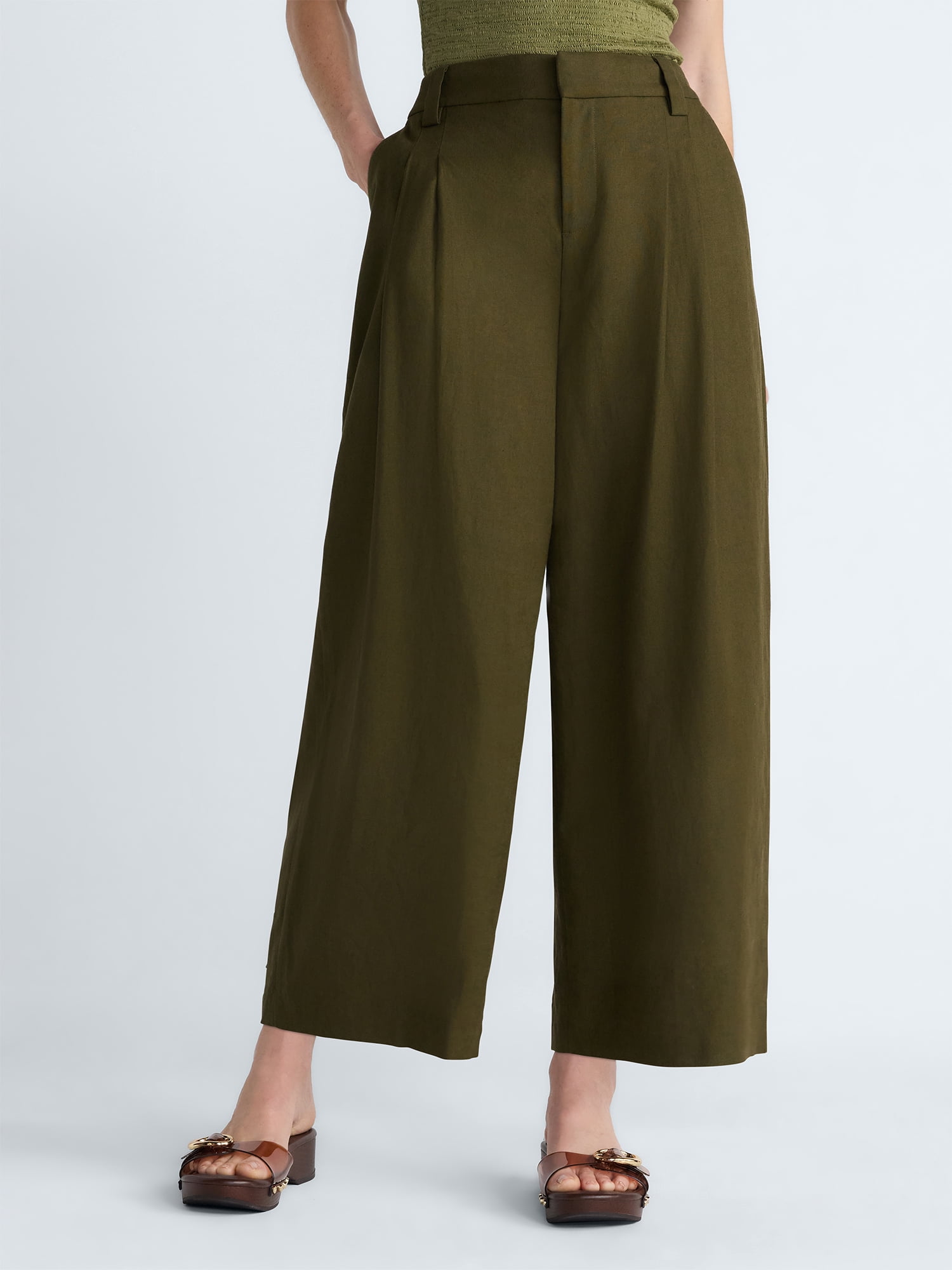 Scoop Women’s Pleated Barrel Pants, 25'' Inseam, Sizes 0-26W