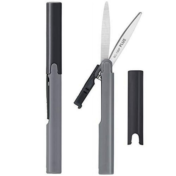 PLUS Pen Style Compact Twiggy Scissors with Cover 2-Pack Charcoal