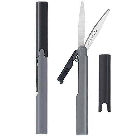 PLUS Pen Style Compact Twiggy Scissors with Cover 2-Pack Charcoal