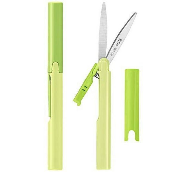 PLUS Pen Style Compact Twiggy Scissors with Cover 2-Pack Green