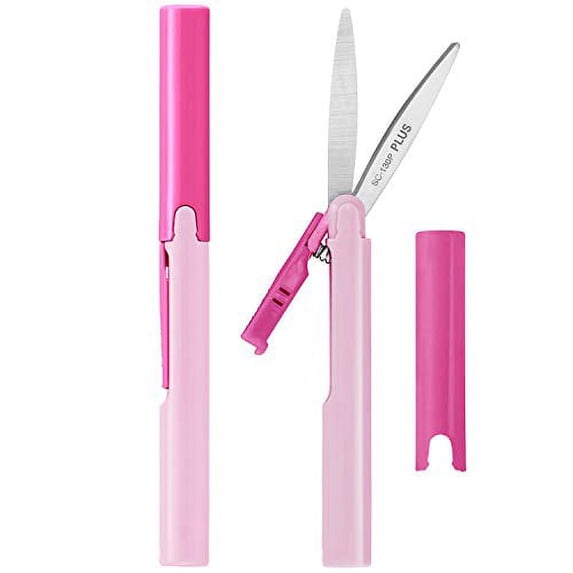 PLUS Pen Style Compact Twiggy Scissors with Cover 2-Pack Rose